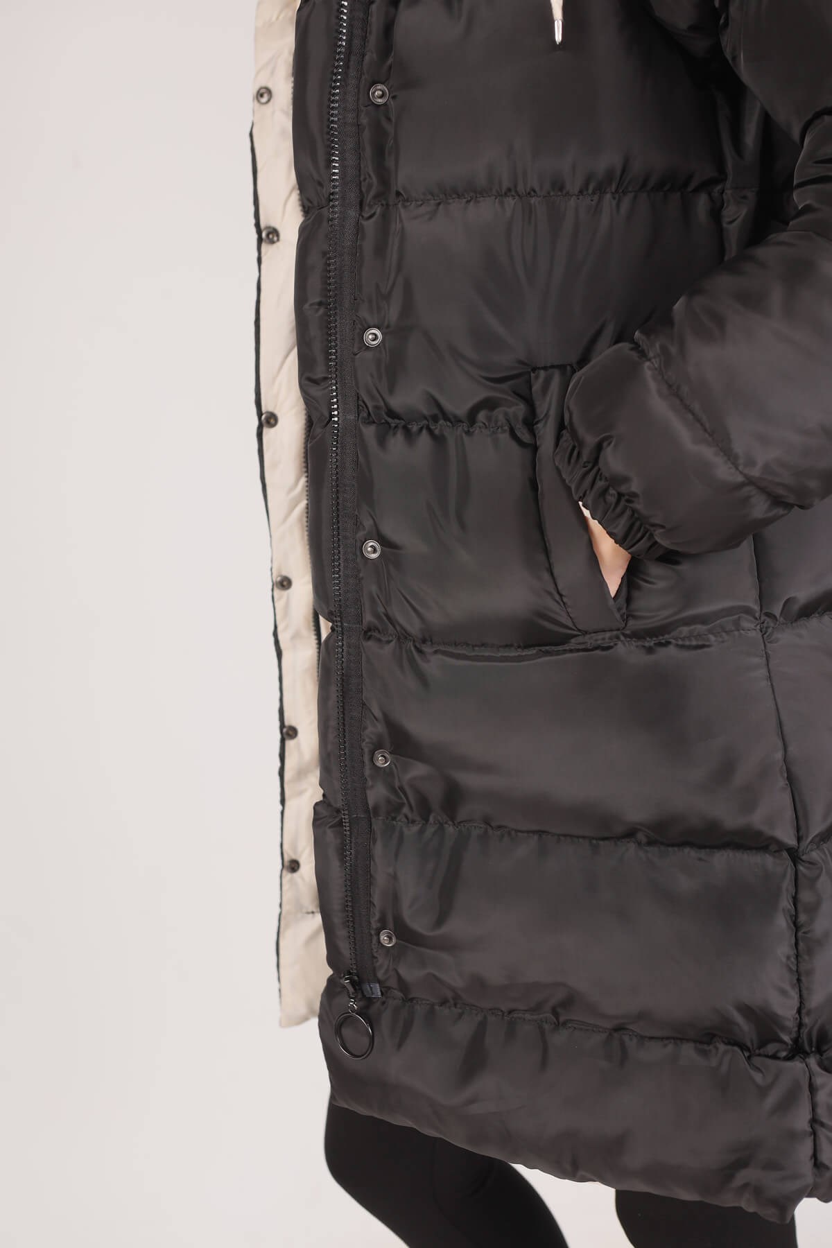 Taş Çift Renkli Oversize Mont 0021-1