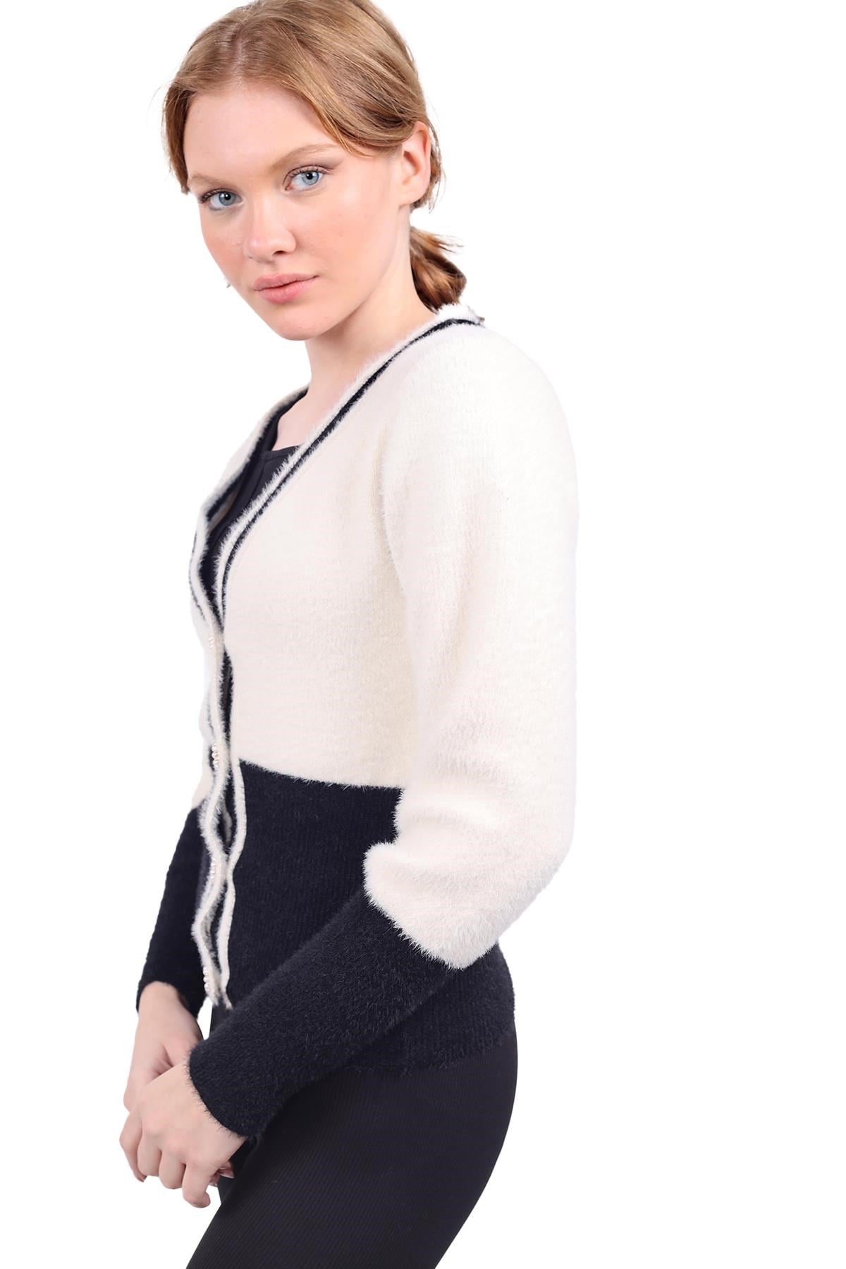 Taş Çift Renkli Yumoş Hırka 6633