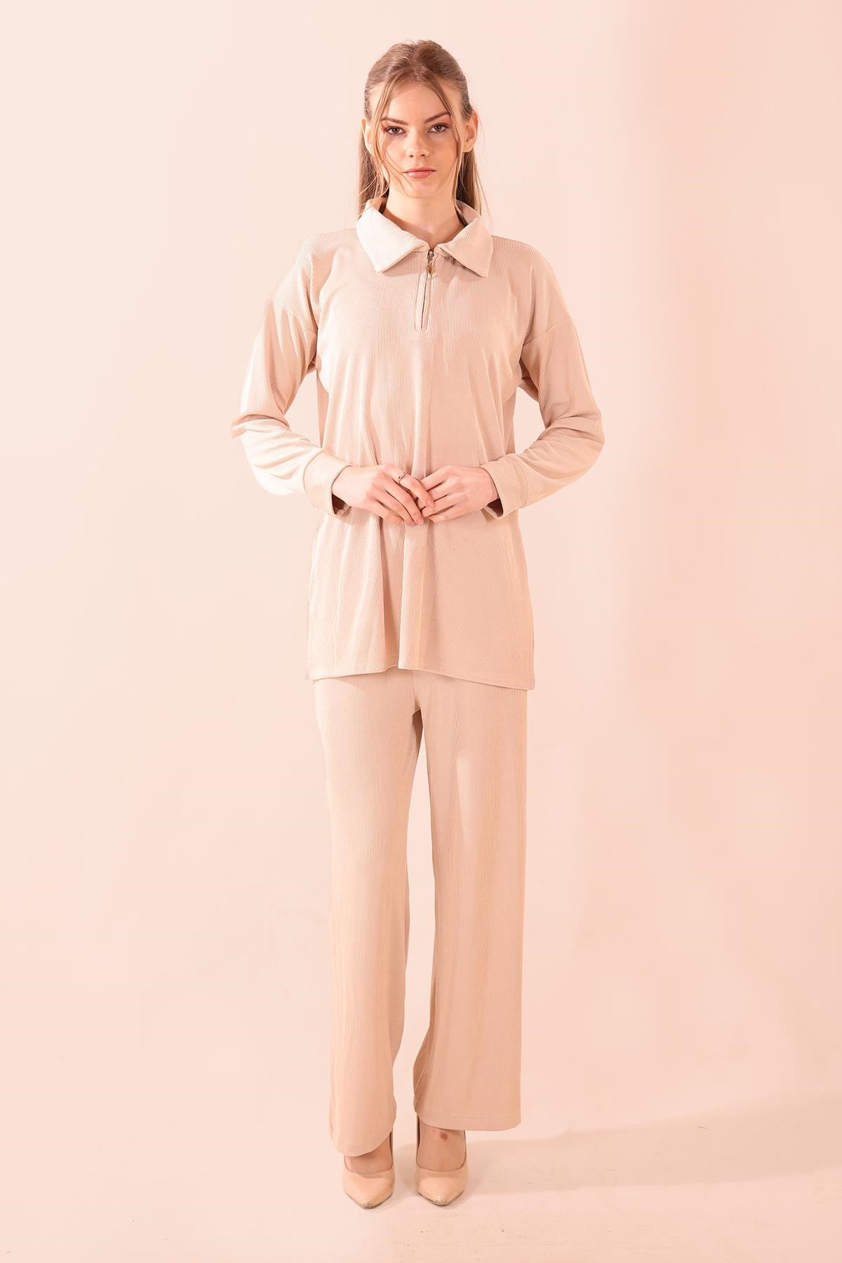 Taş Fermuarlı Tunik Pantolon Takım 5471