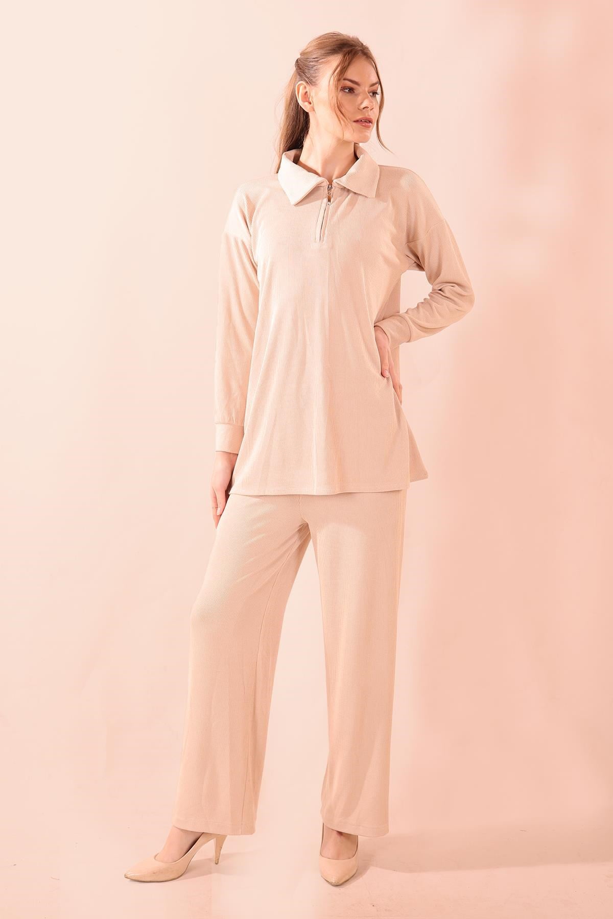 Taş Fermuarlı Tunik Pantolon Takım 5471
