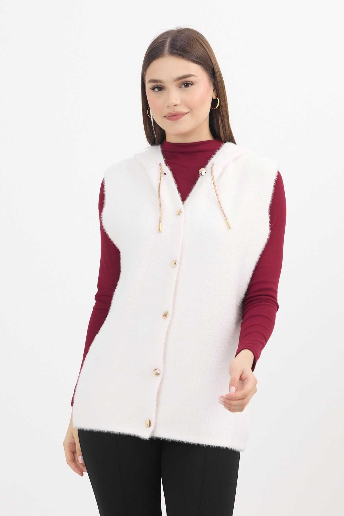 Taş Kapüşonlu Yumoş Yelek 6681