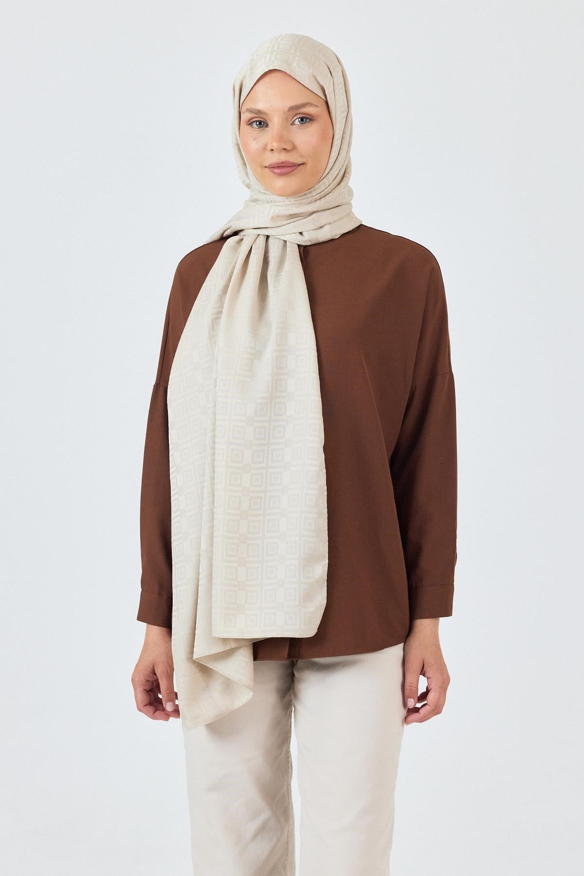Taş Kare Desen Jakar Şal 5692