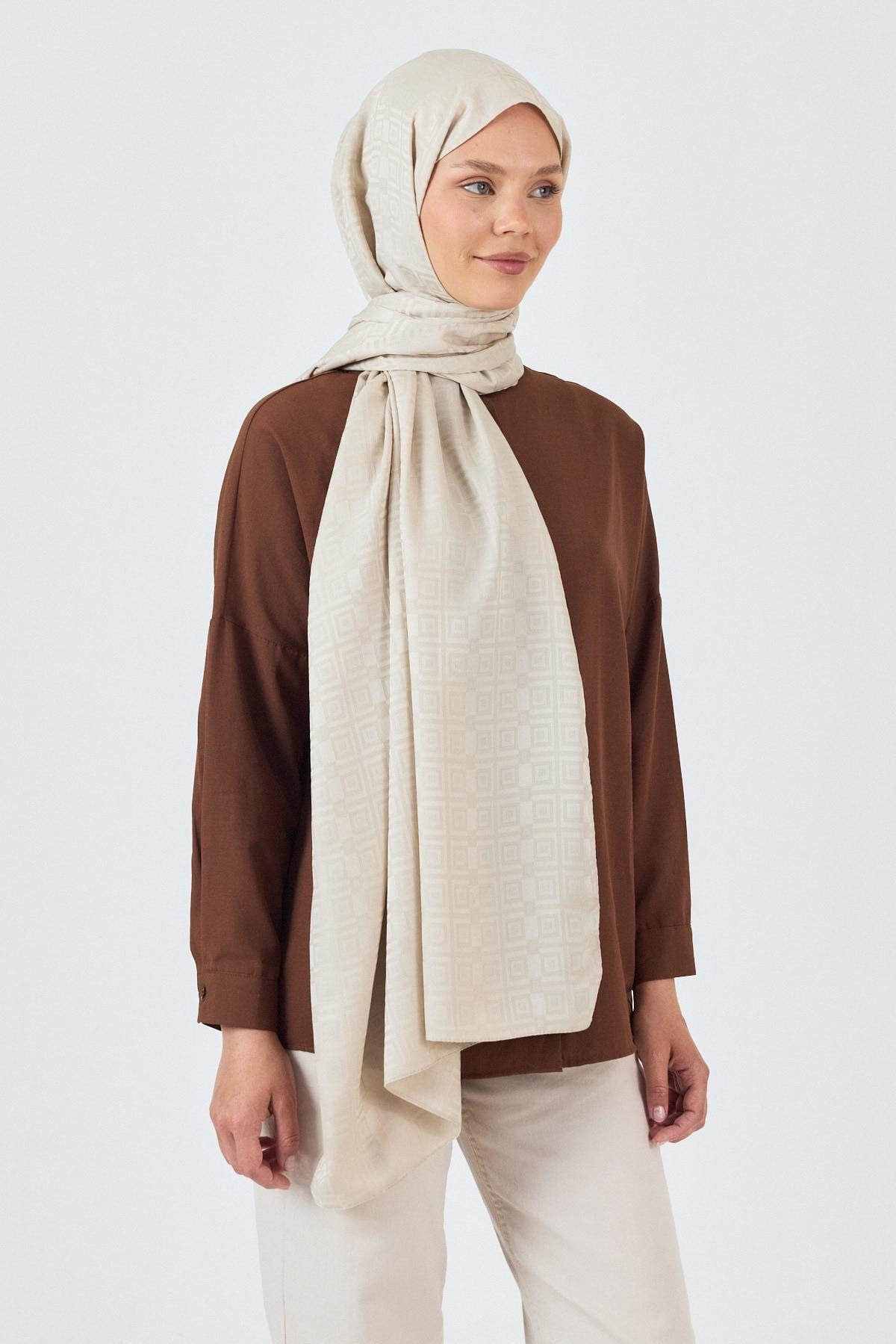 Taş Kare Desen Jakar Şal 5692