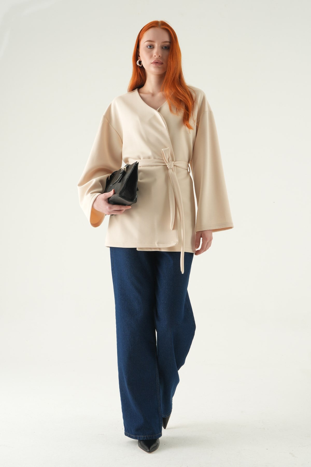 Taş Kuşaklı Geniş Kol Kimono 3068A
