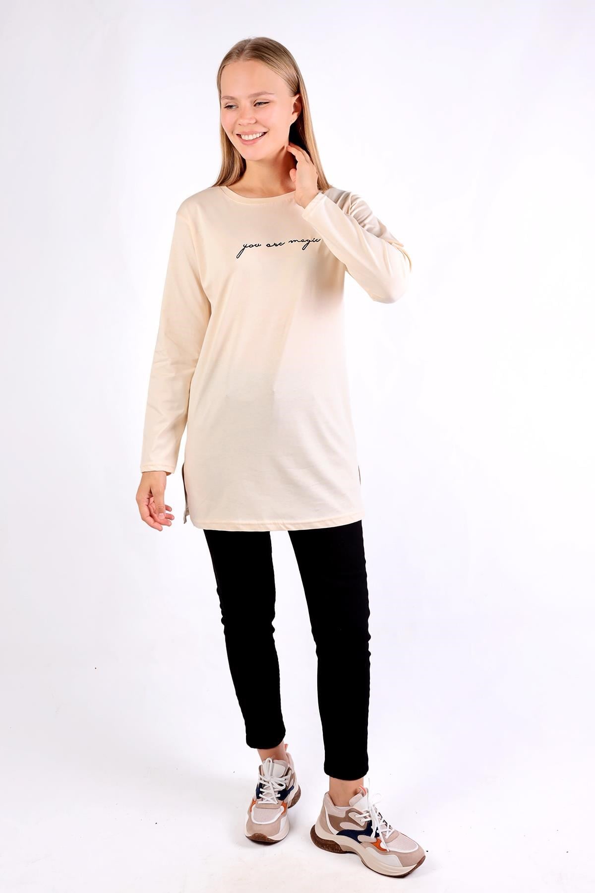 Taş You Are Magic Baskılı Uzun Kol Tunik 3158