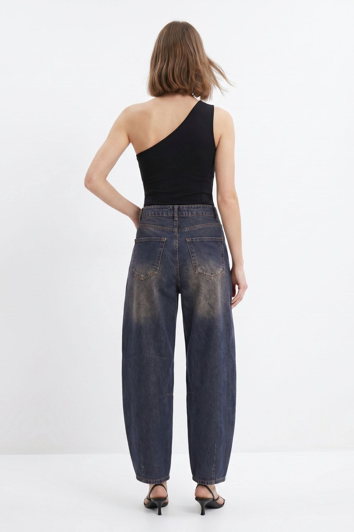 Tint Kahve Paça Pileli Baggy Jean 3092