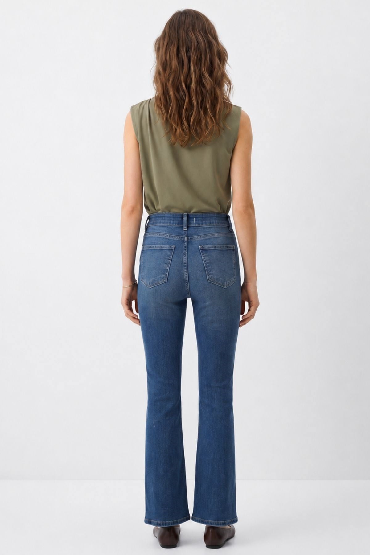 Tint Kahve Yüksek Bel Flare Jean 826