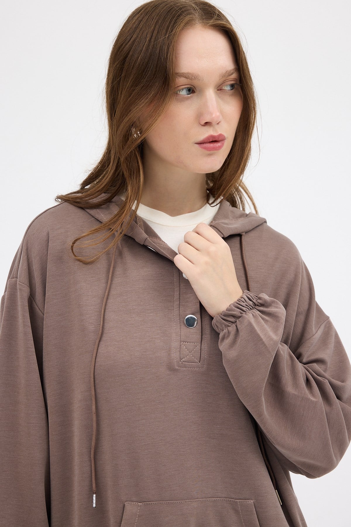 Vizon Cepli Kapüşonlu Tunik Pantolon Takımı 8105A