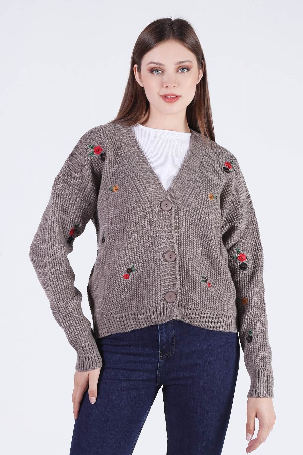 Vizon Çiçekli Kısa Hırka 384