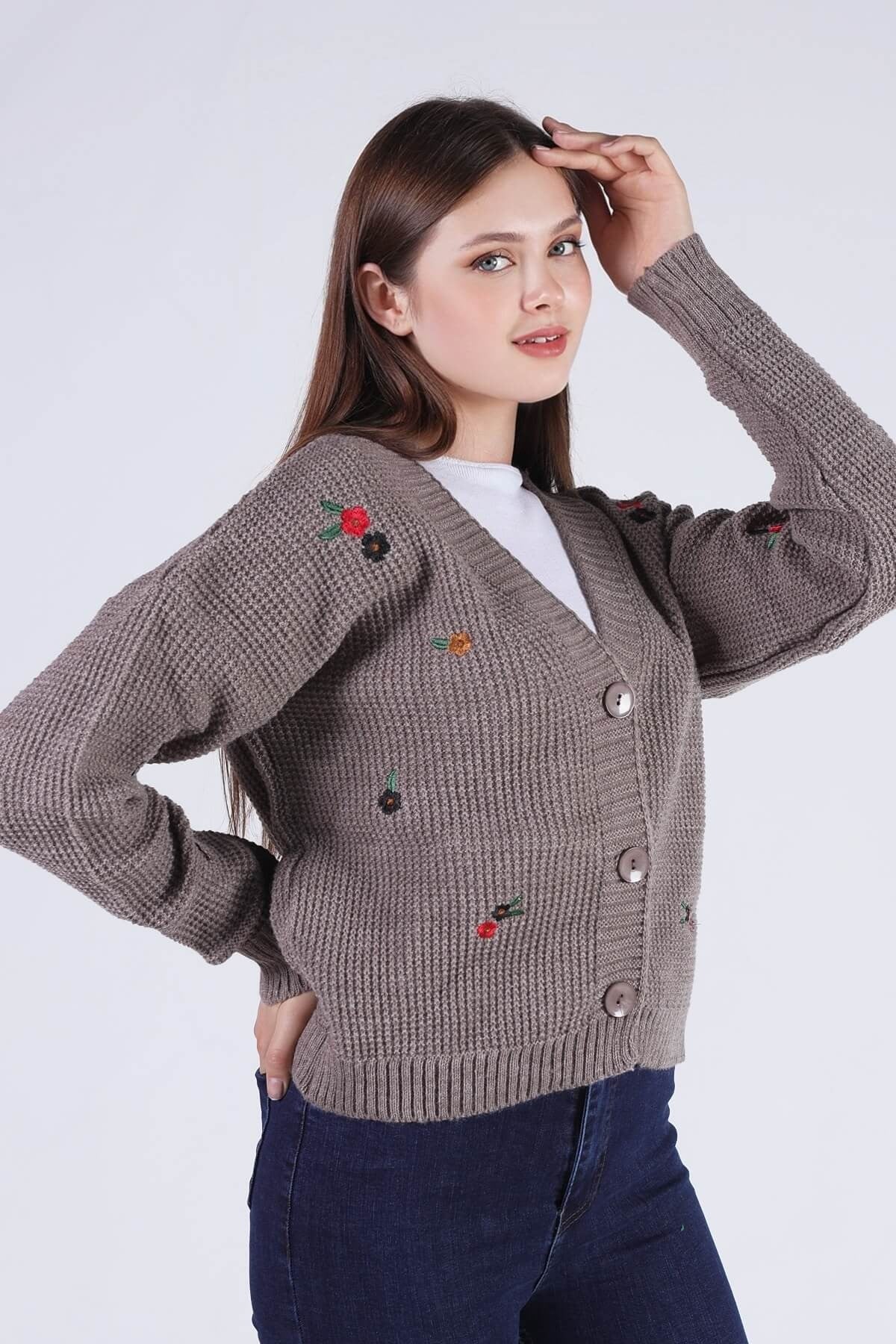 Vizon Çiçekli Kısa Hırka 384