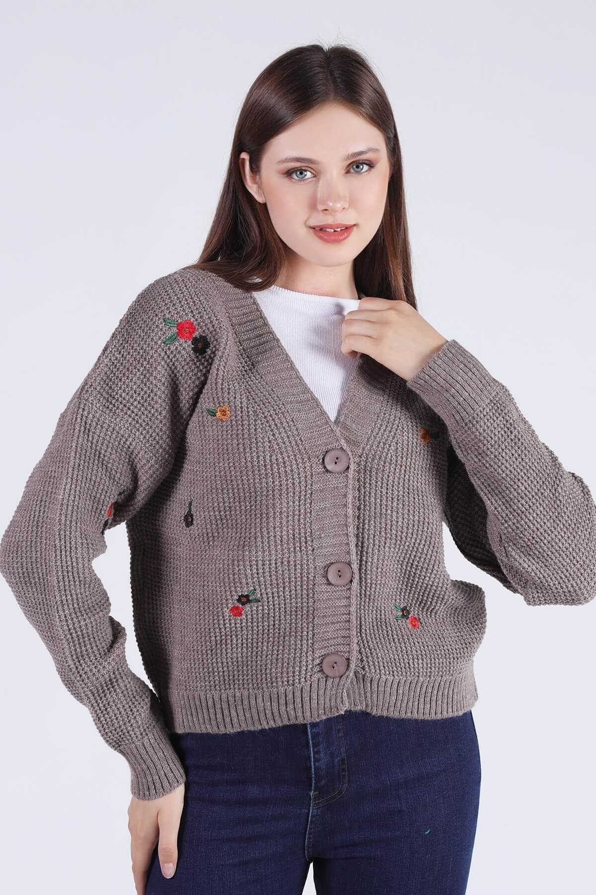 Vizon Çiçekli Kısa Hırka 384