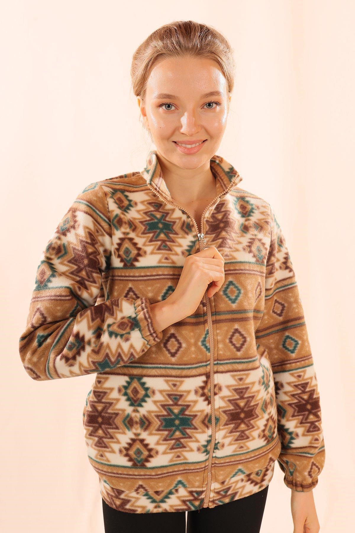 Vizon Fermuarlı Desenli Sweat 7321A