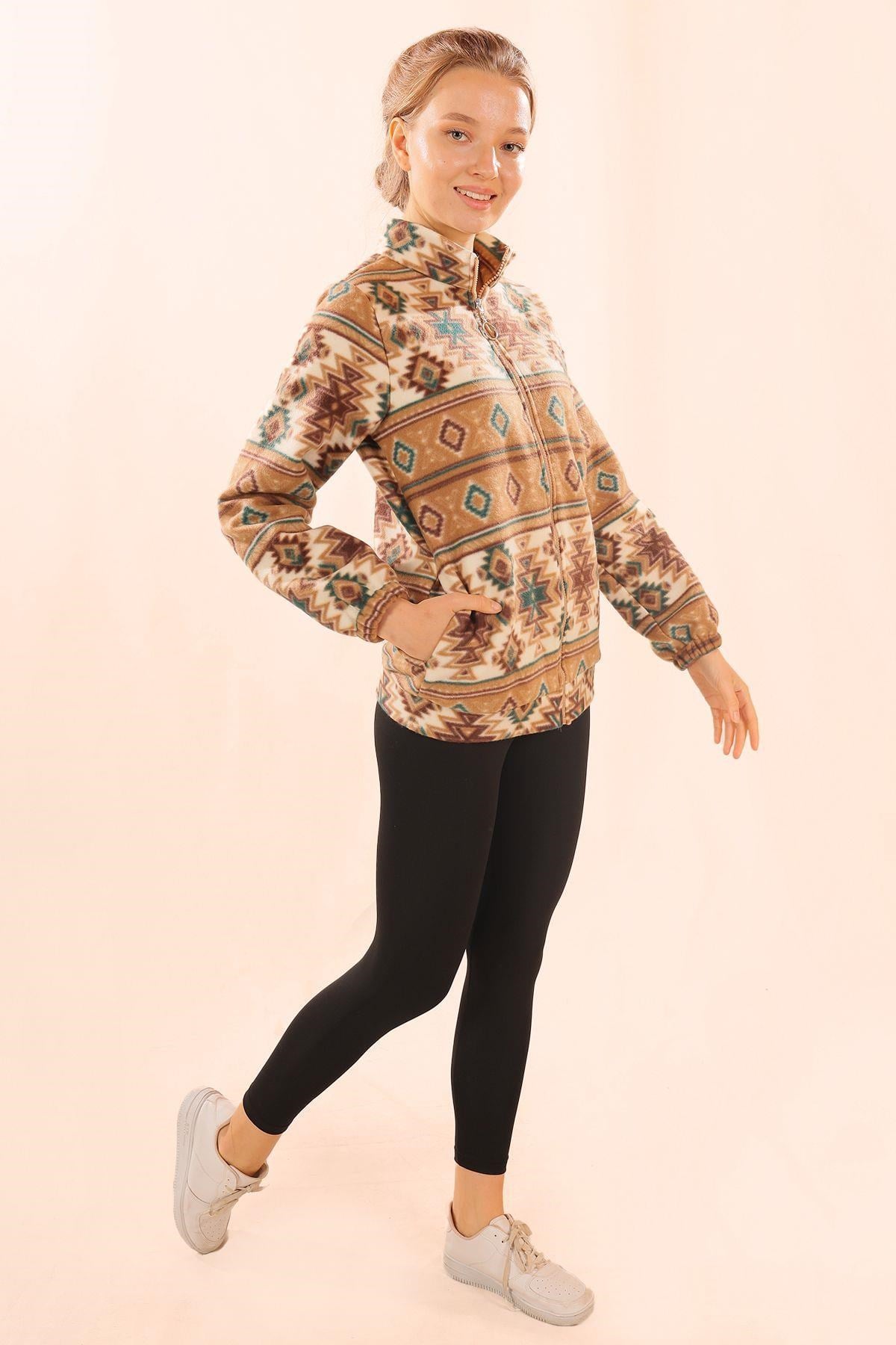 Vizon Fermuarlı Desenli Sweat 7321A