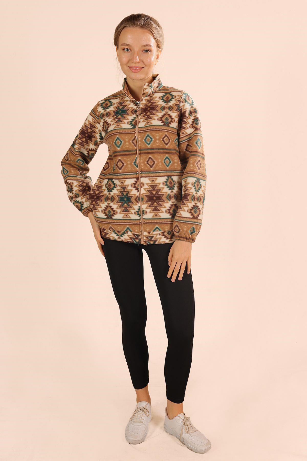 Vizon Fermuarlı Desenli Sweat 7321A