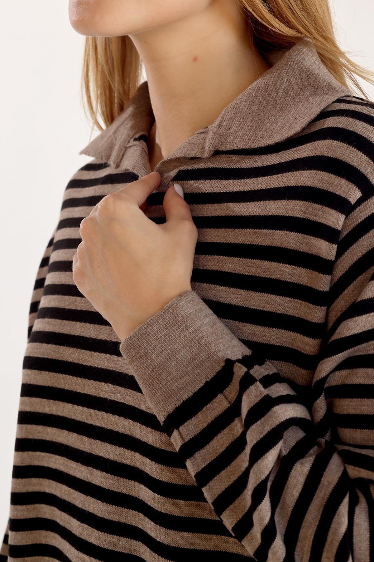 Vizon İnce Çizgi Polo Yaka Tunik 5345
