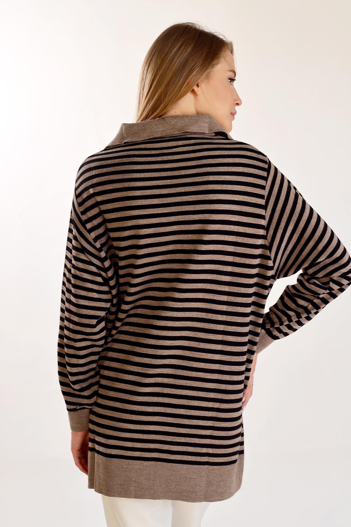 Vizon İnce Çizgi Polo Yaka Tunik 5345