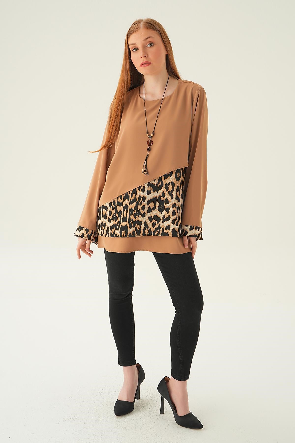 Vizon Leopar Detay Bluz 25548