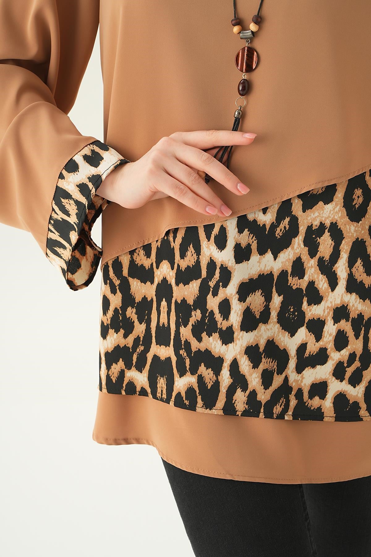 Vizon Leopar Detay Bluz 25548