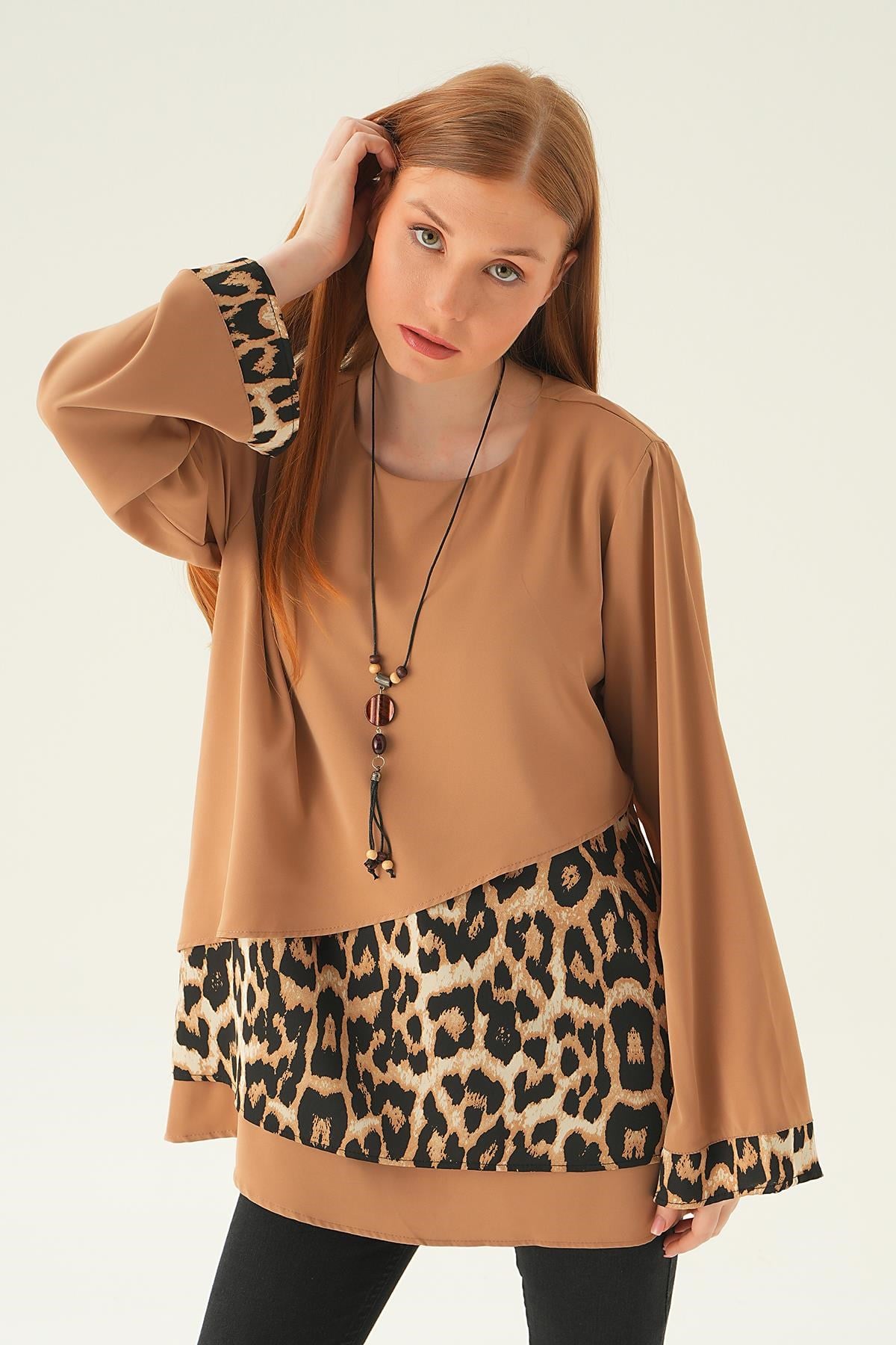 Vizon Leopar Detay Bluz 25548
