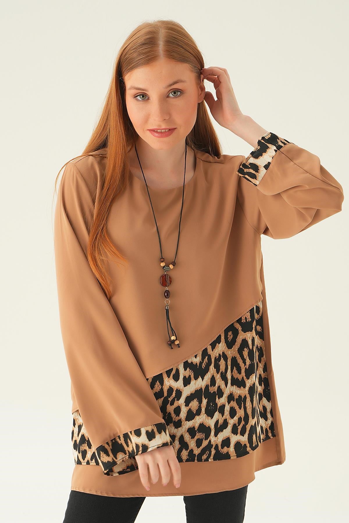 Vizon Leopar Detay Bluz 25548