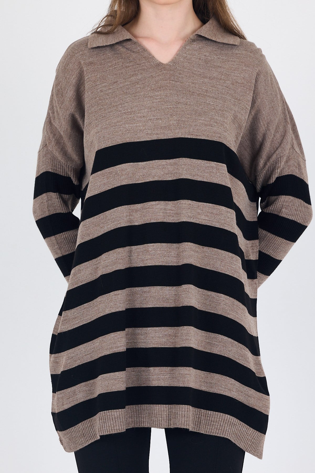 Vizon Polo Yaka Çizgili Tunik 5340
