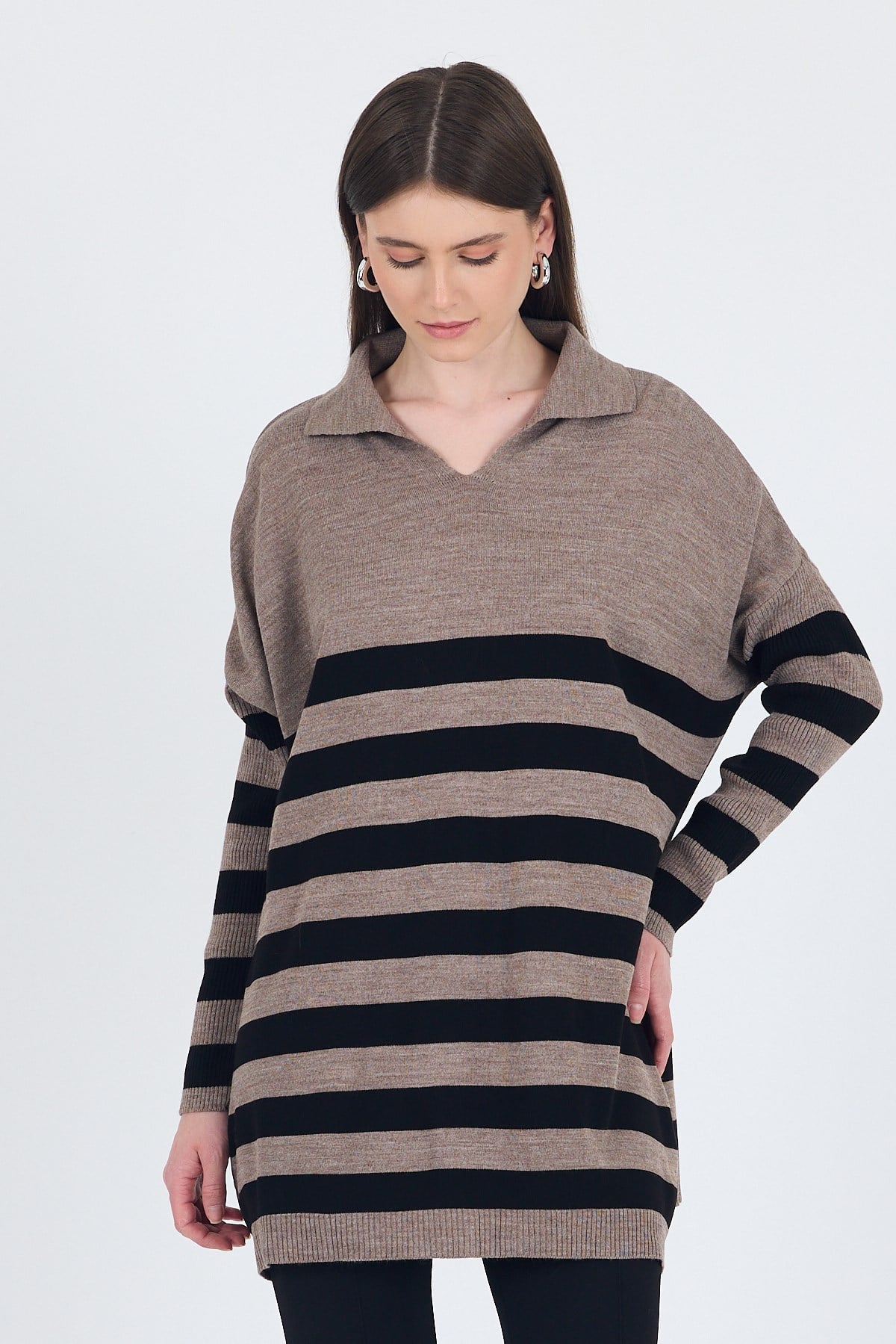 Vizon Polo Yaka Çizgili Tunik 5340