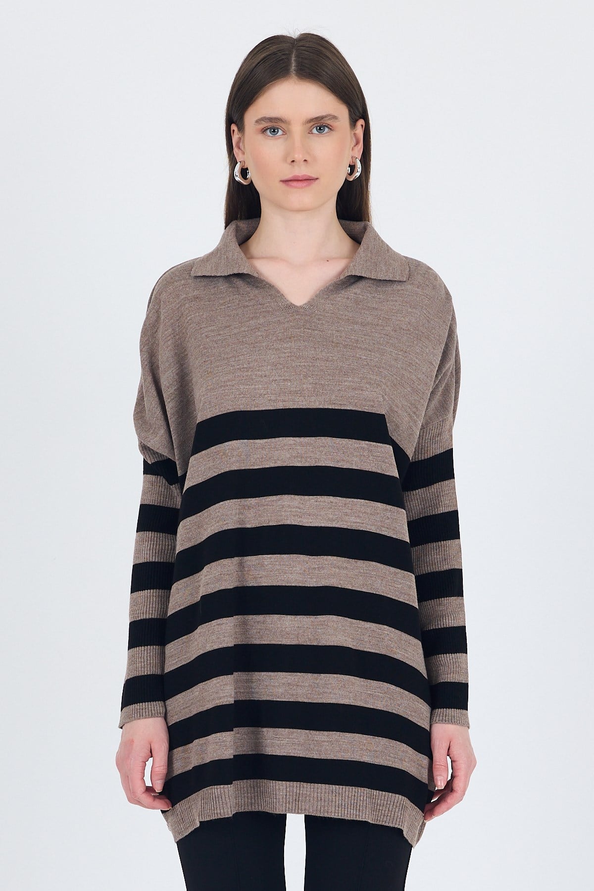 Vizon Polo Yaka Çizgili Tunik 5340