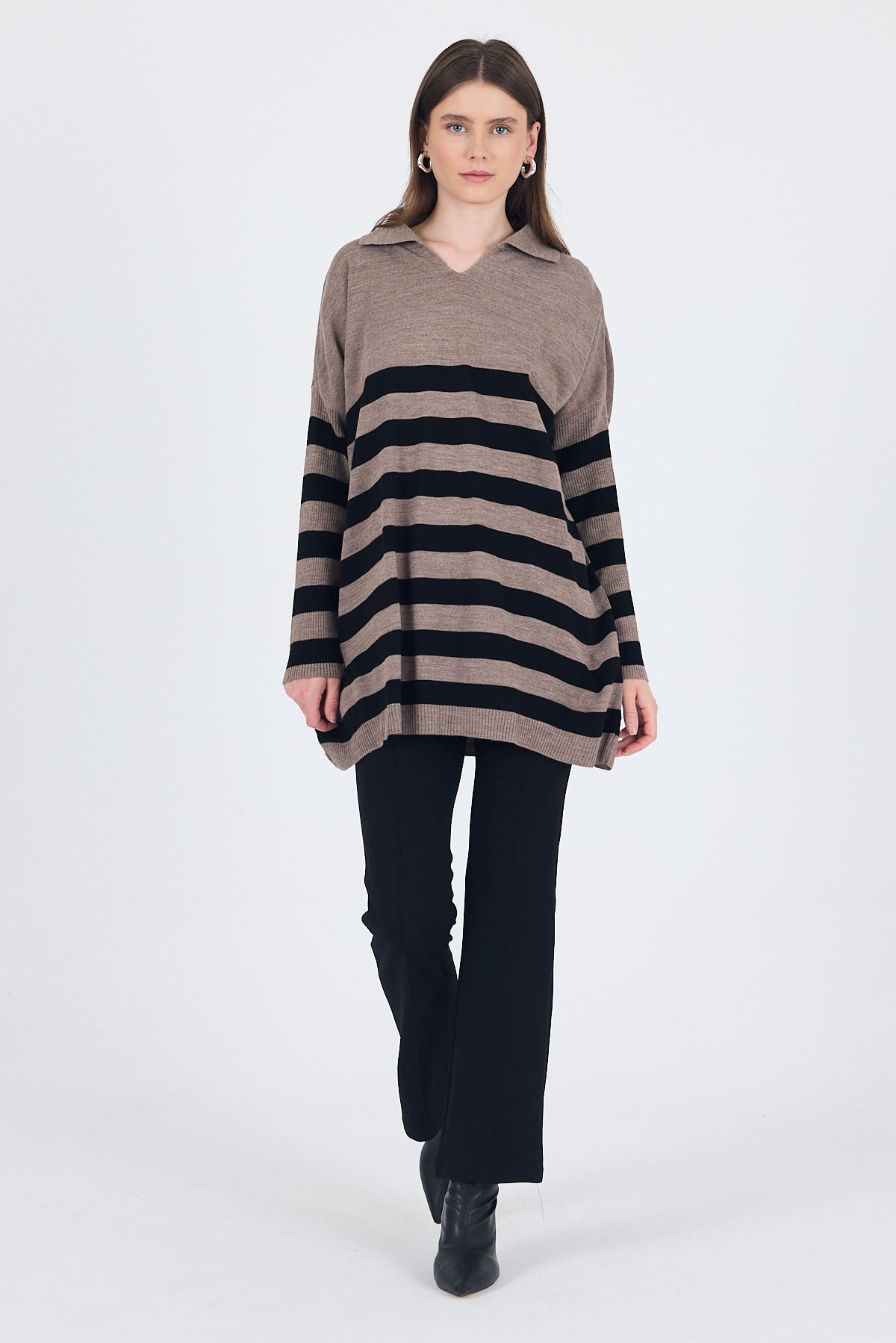 Vizon Polo Yaka Çizgili Tunik 5340