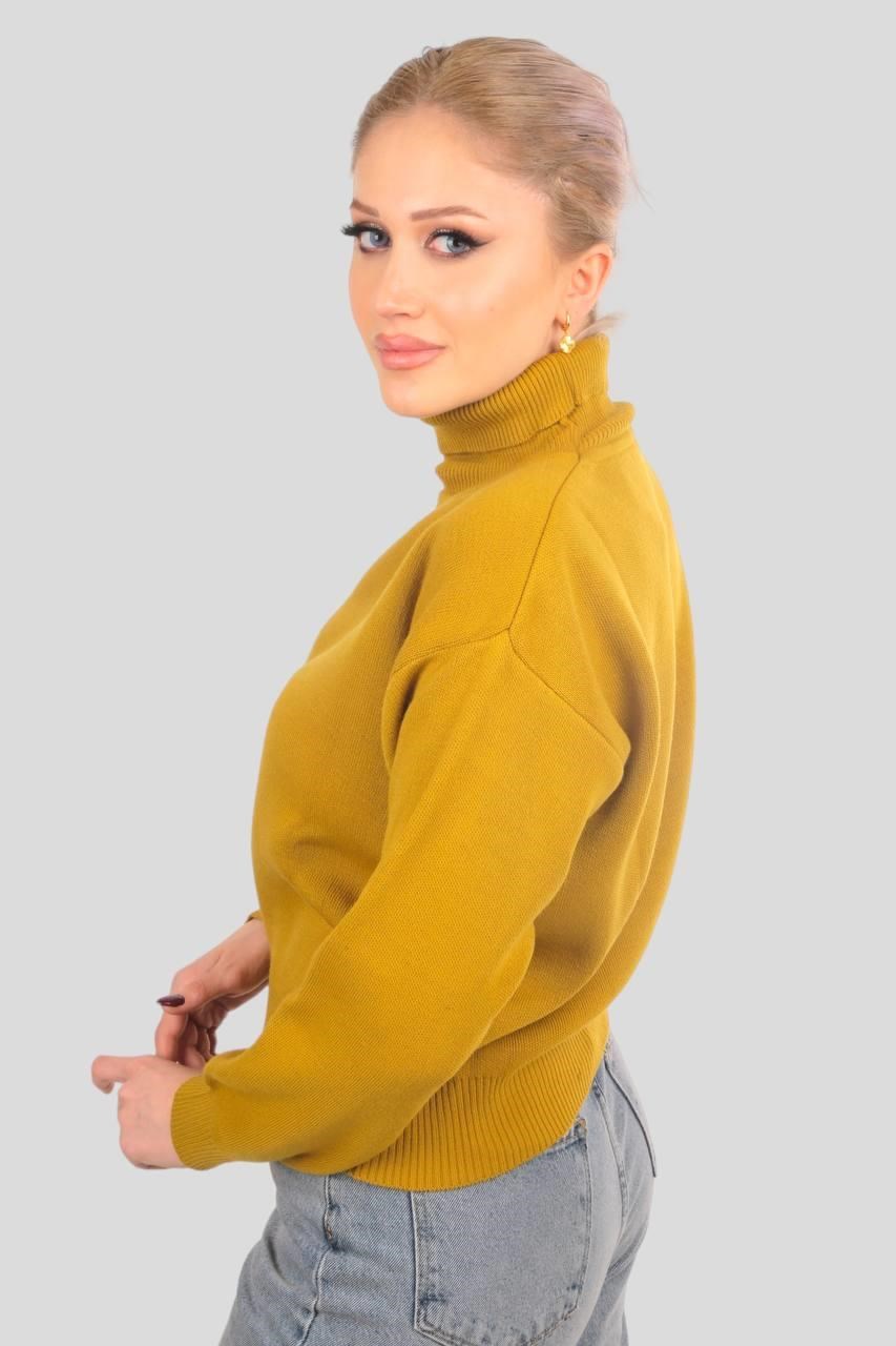 Yağ Yeşili Balıkçı Yaka Basic Kazak 4225