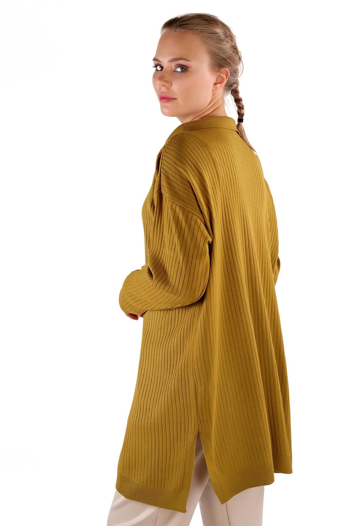 Yağ Yeşili Polo Yaka Tunik 5410