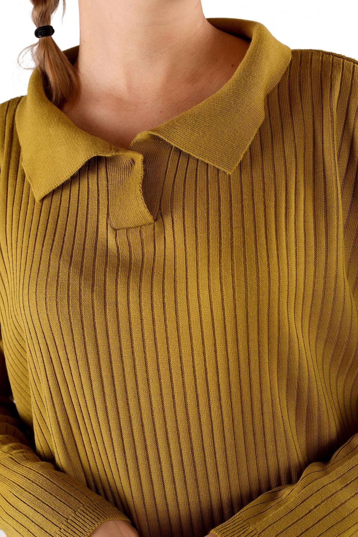 Yağ Yeşili Polo Yaka Tunik 5410