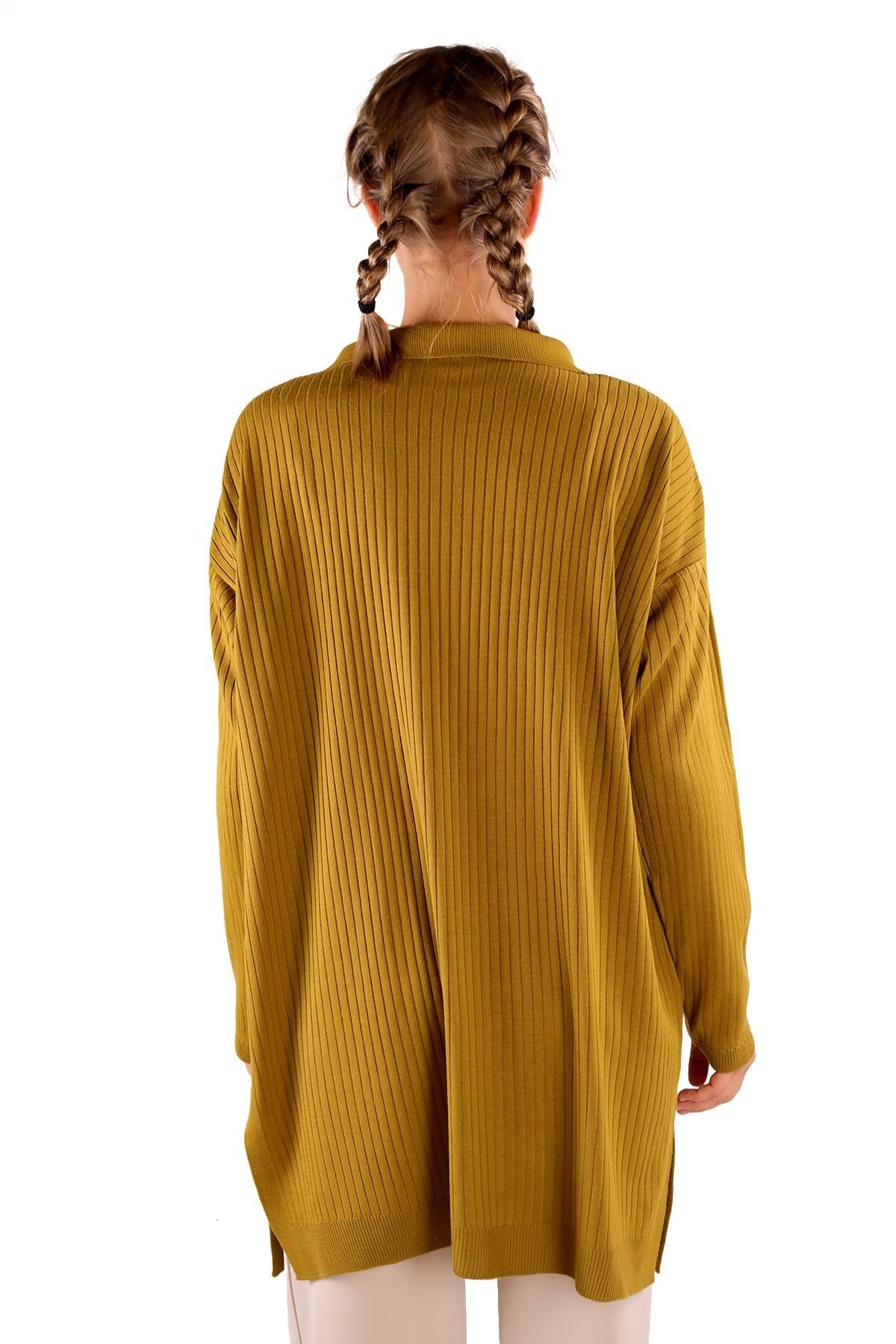 Yağ Yeşili Polo Yaka Tunik 5410