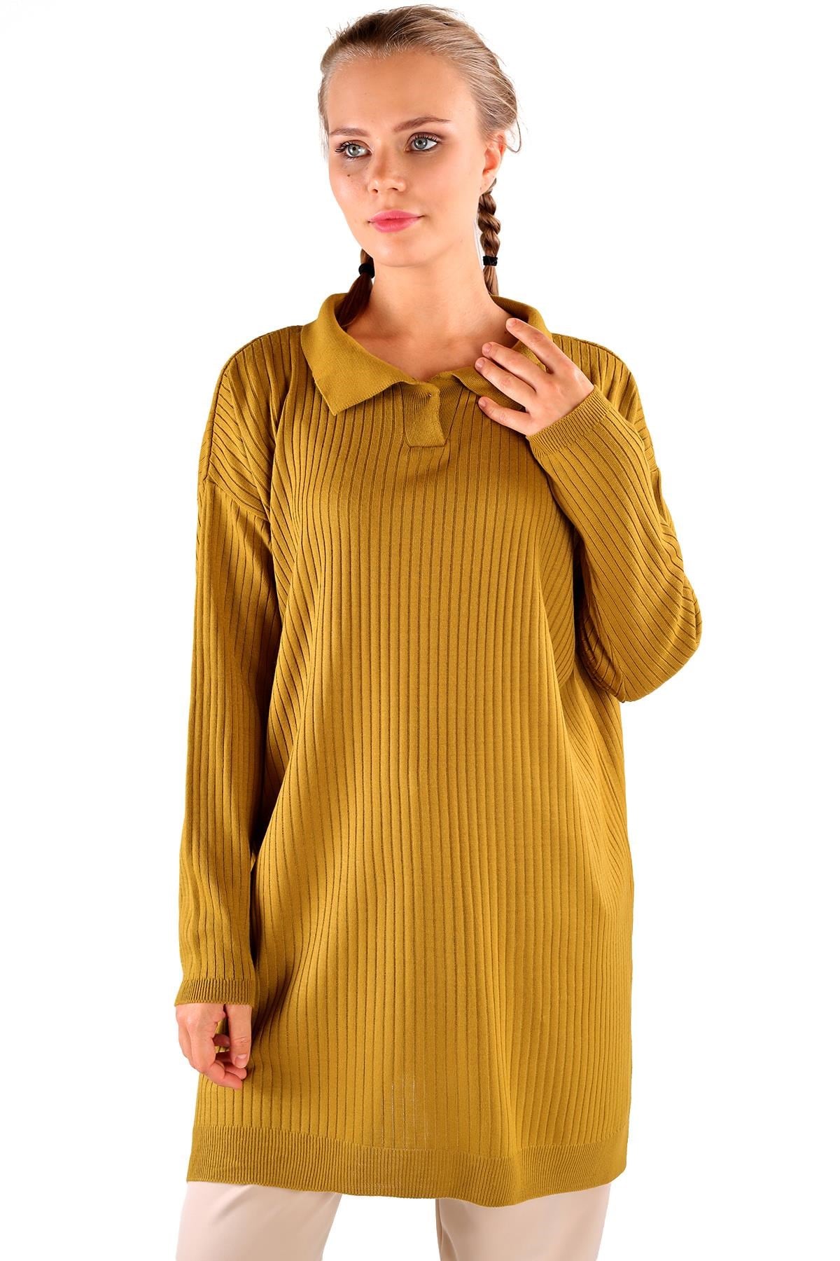 Yağ Yeşili Polo Yaka Tunik 5410