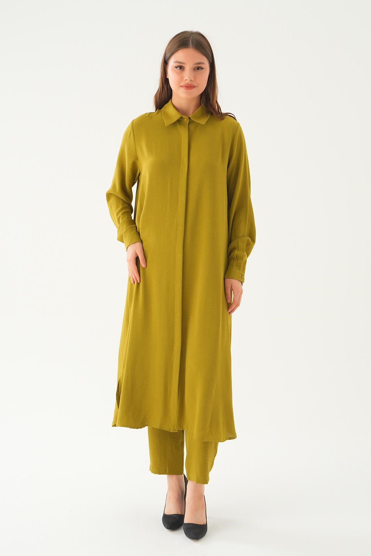 Yağ Yeşili Tunik Pantolon Takım 4016A