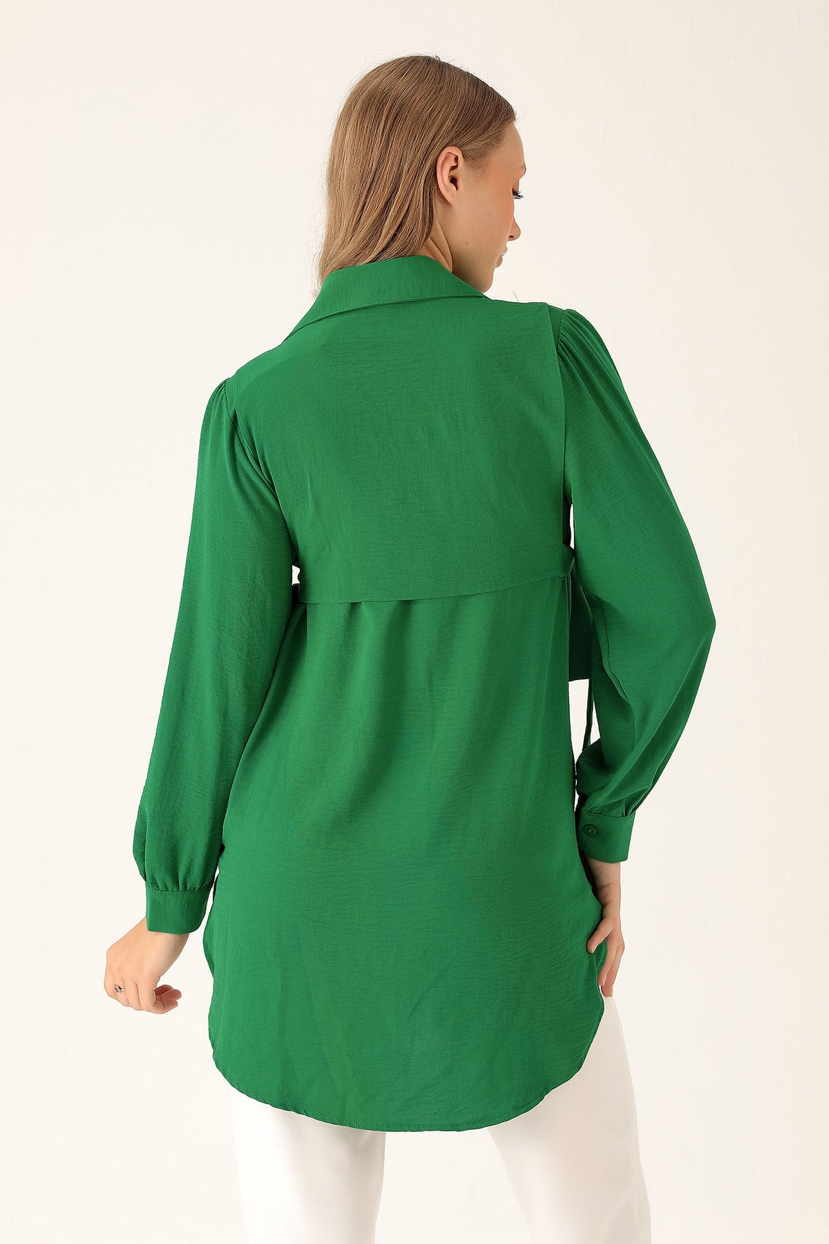 Yan Bağlama Detaylı Tunik - 6480A Benetton Yeşili