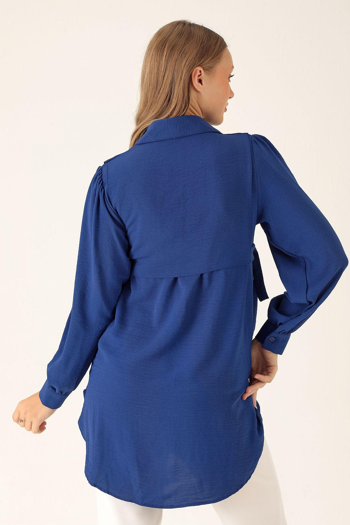 Yan Bağlama Detaylı Tunik - 6480A Saks