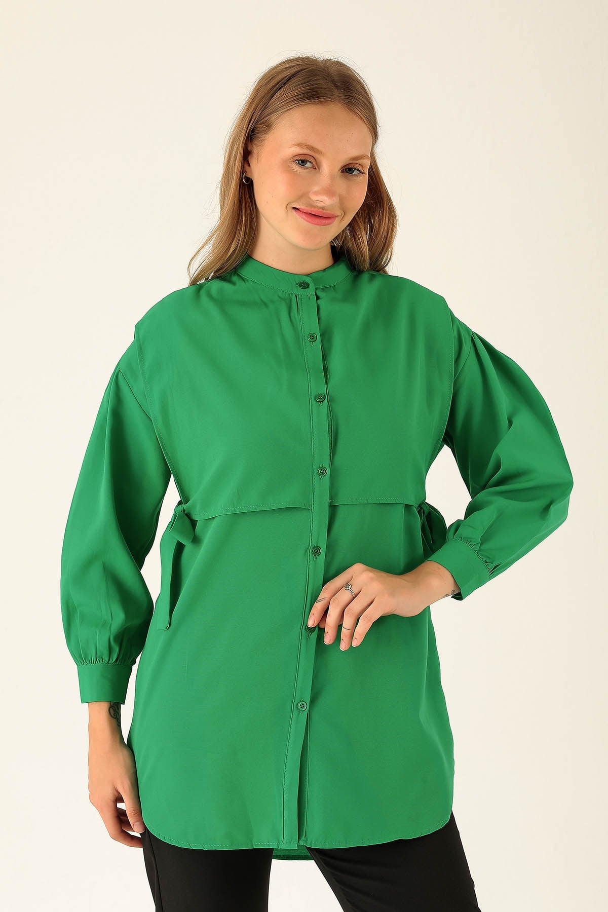 Yandan Bağlamalı Tunik - 6197A Benetton Yeşili