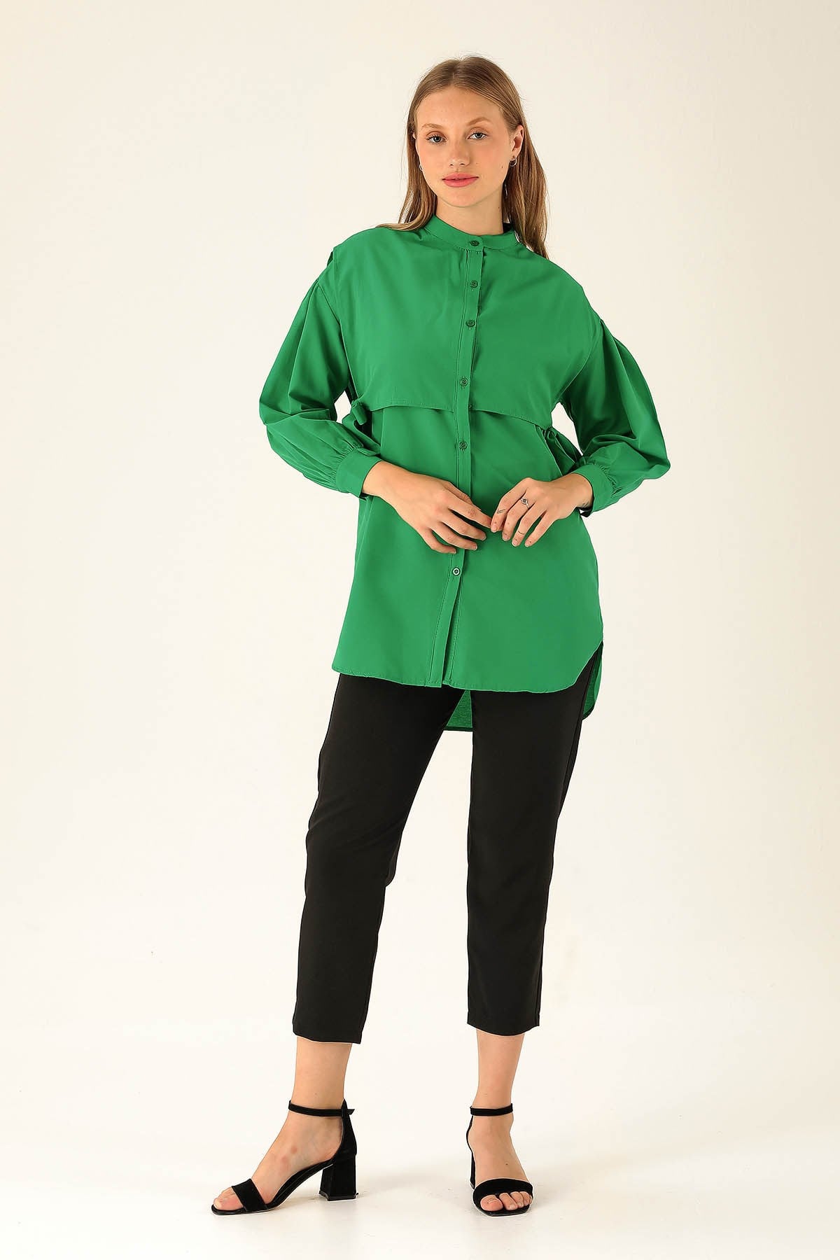Yandan Bağlamalı Tunik - 6197A Benetton Yeşili