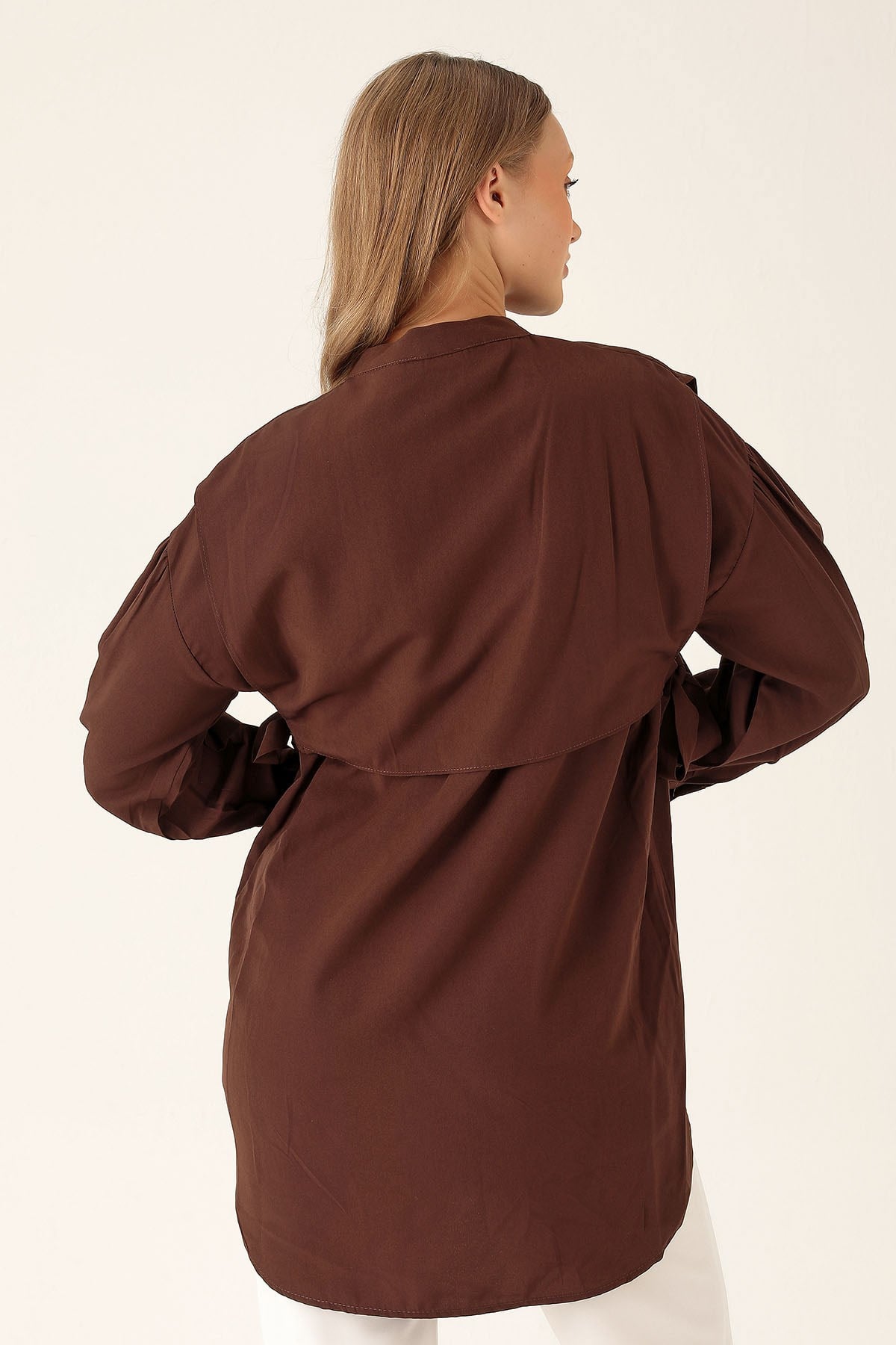 Yandan Bağlamalı Tunik - 6197A Kahve