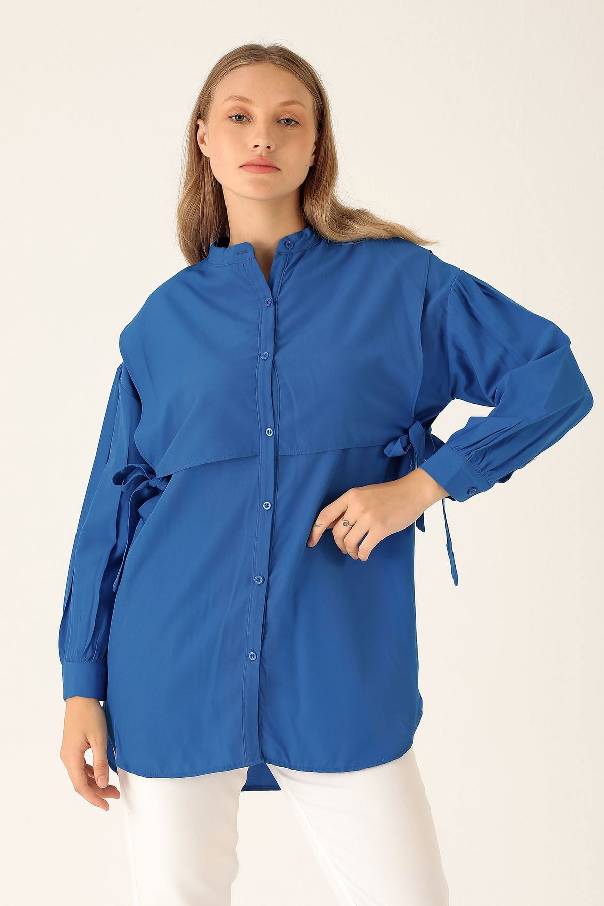 Yandan Bağlamalı Tunik - 6197A Saks