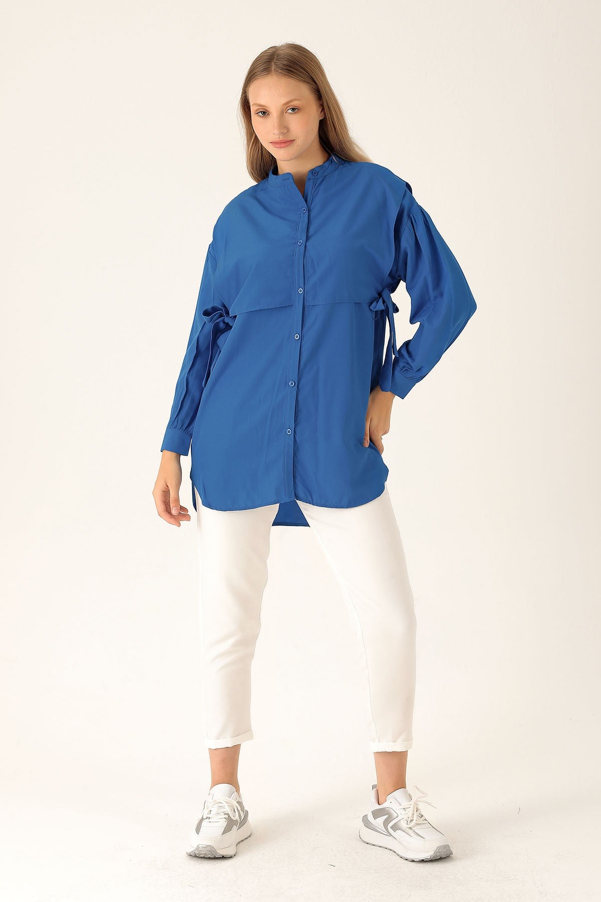 Yandan Bağlamalı Tunik - 6197A Saks