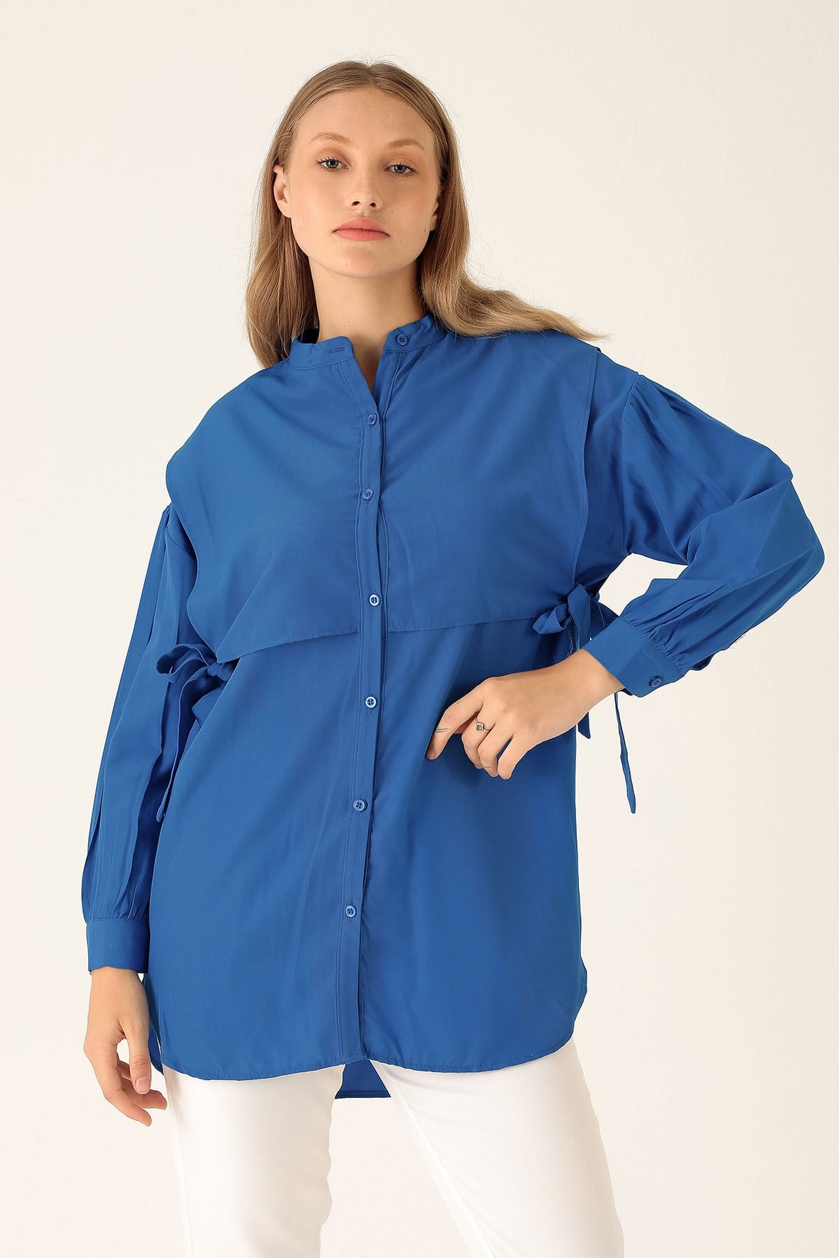 Yandan Bağlamalı Tunik - 6197A Saks