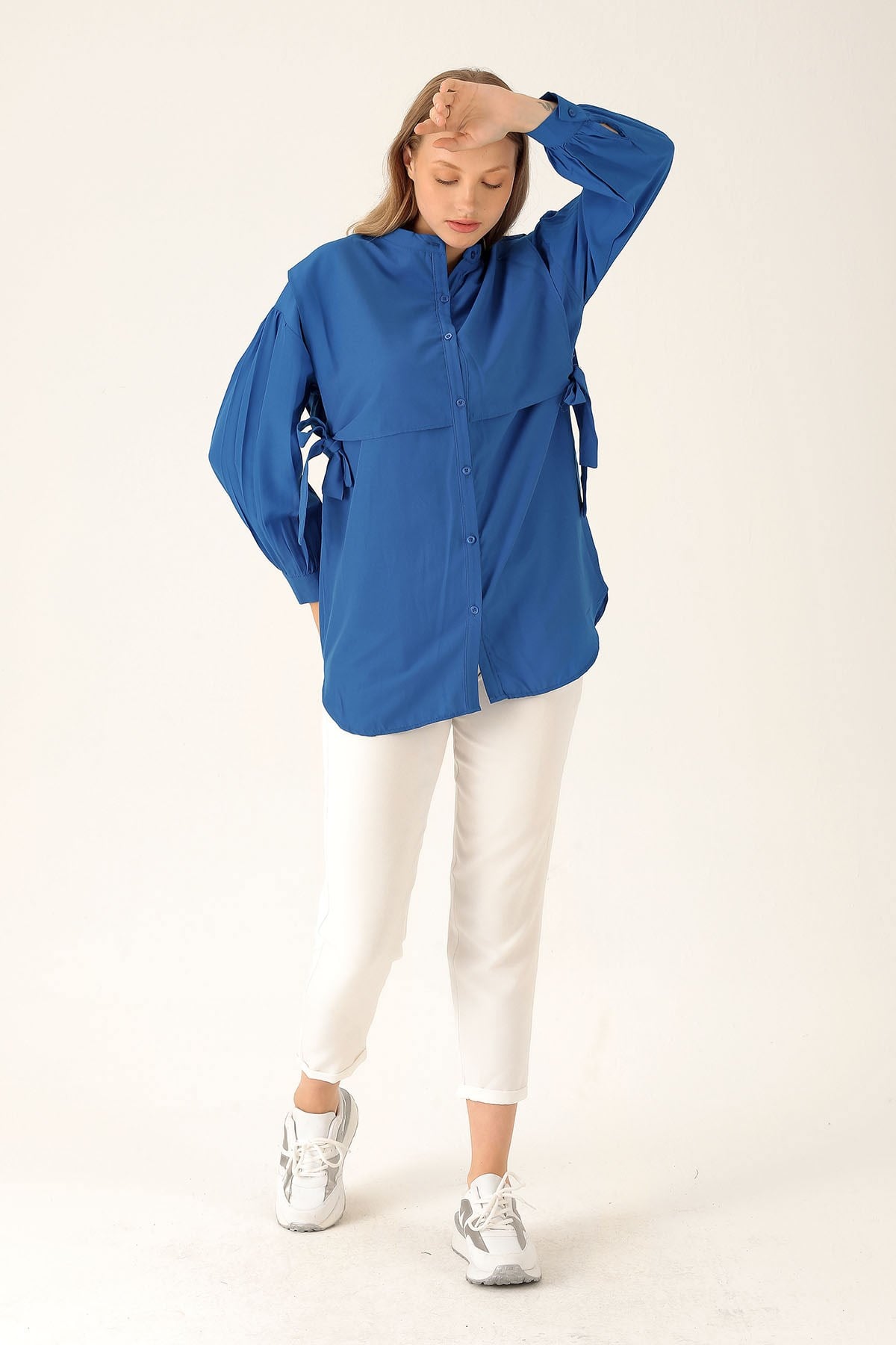 Yandan Bağlamalı Tunik - 6197A Saks