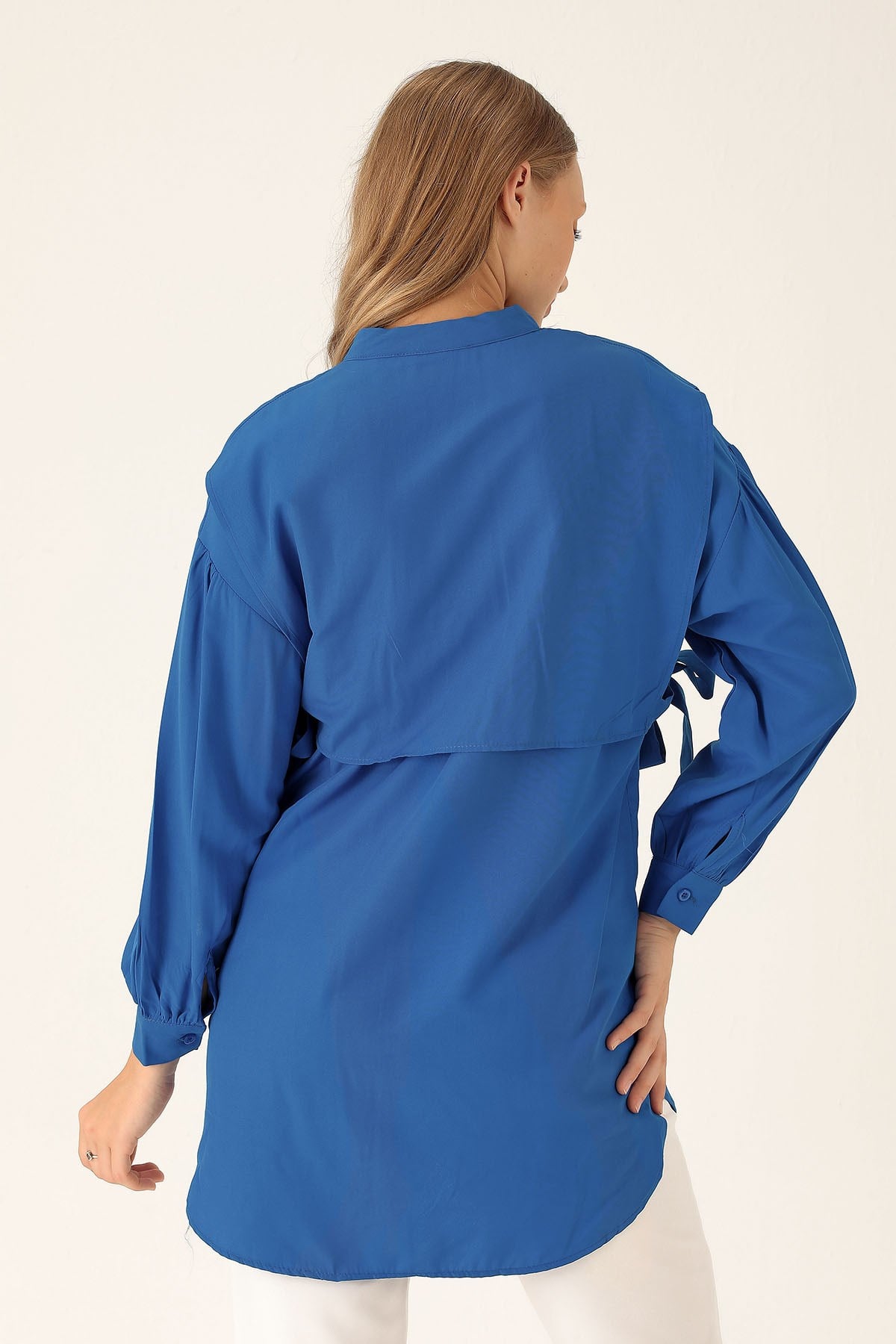 Yandan Bağlamalı Tunik - 6197A Saks