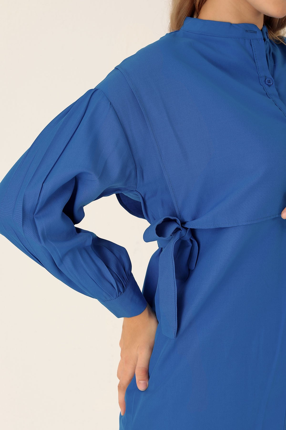 Yandan Bağlamalı Tunik - 6197A Saks