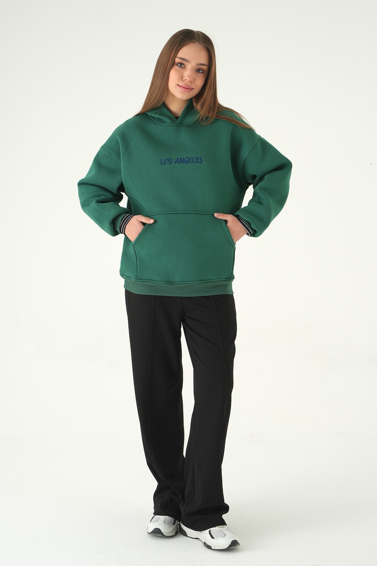Yeşil Los Angeles Baskılı Sweat 1042