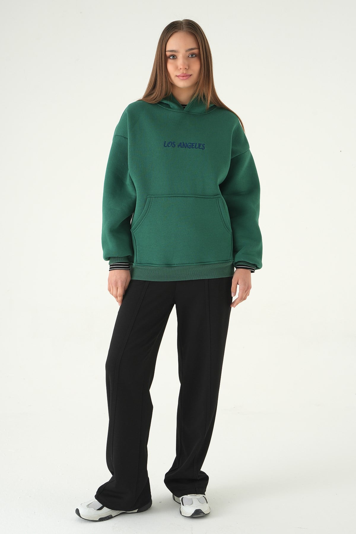 Yeşil Los Angeles Baskılı Sweat 1042