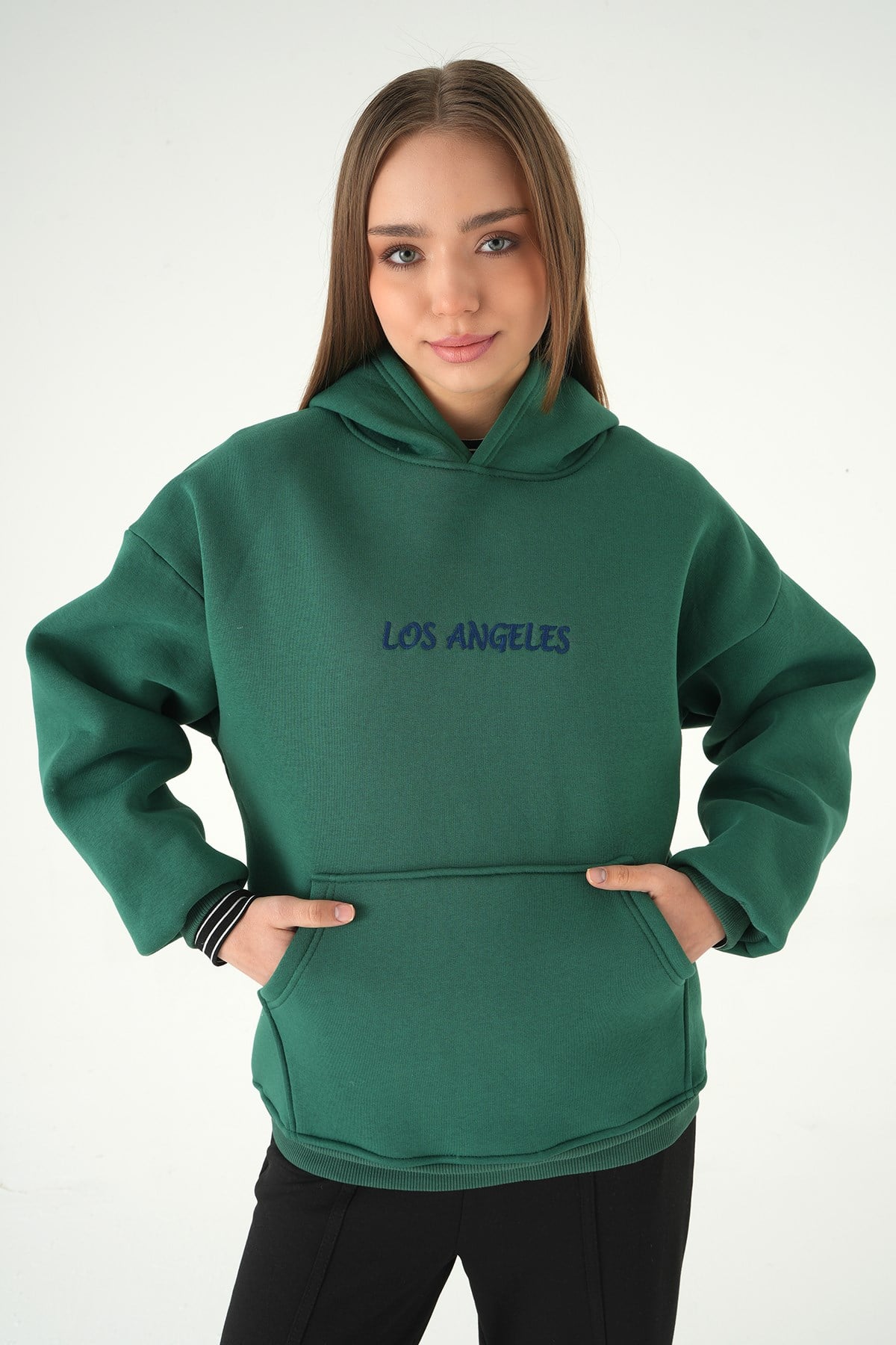 Yeşil Los Angeles Baskılı Sweat 1042