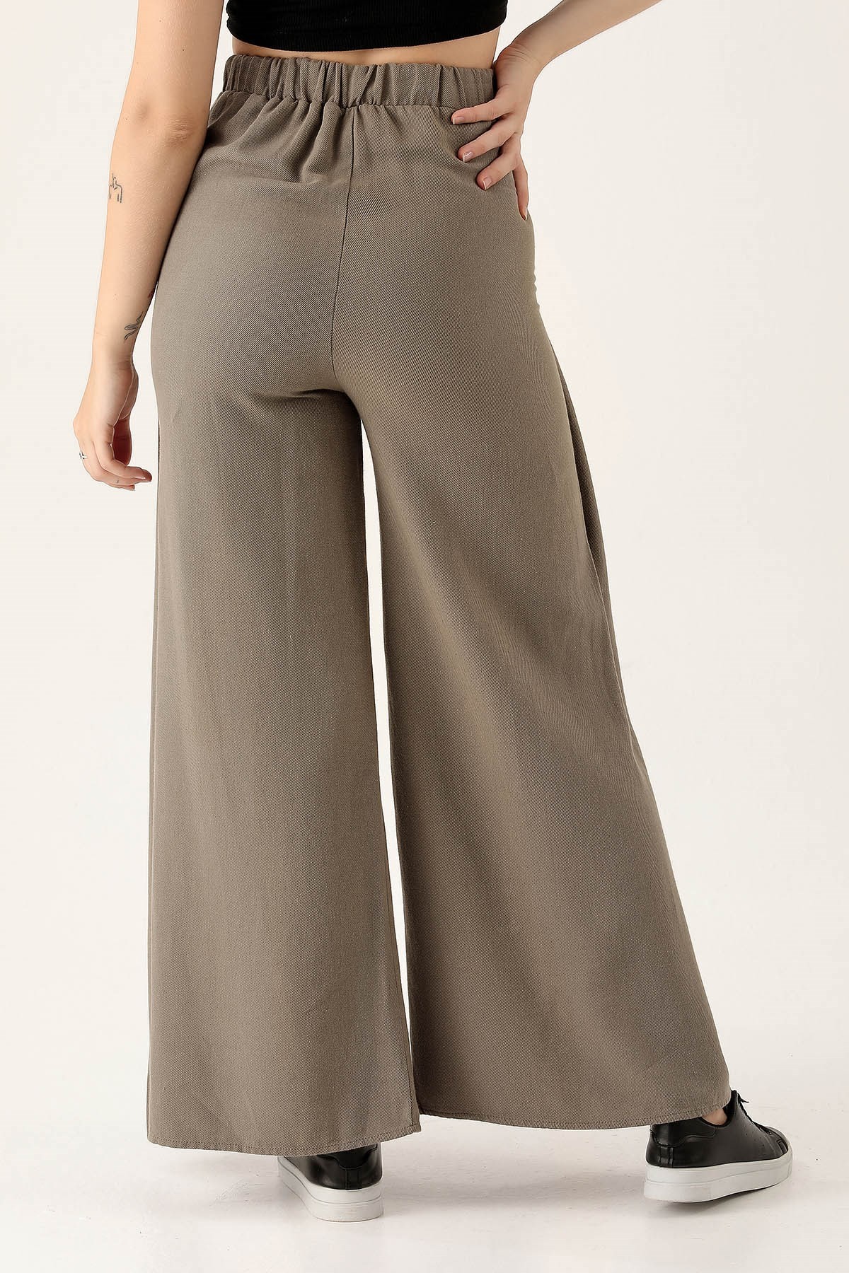 Yırtmaç Detay Bol Bayan Pantolon - 4044 Olive Yeşili
