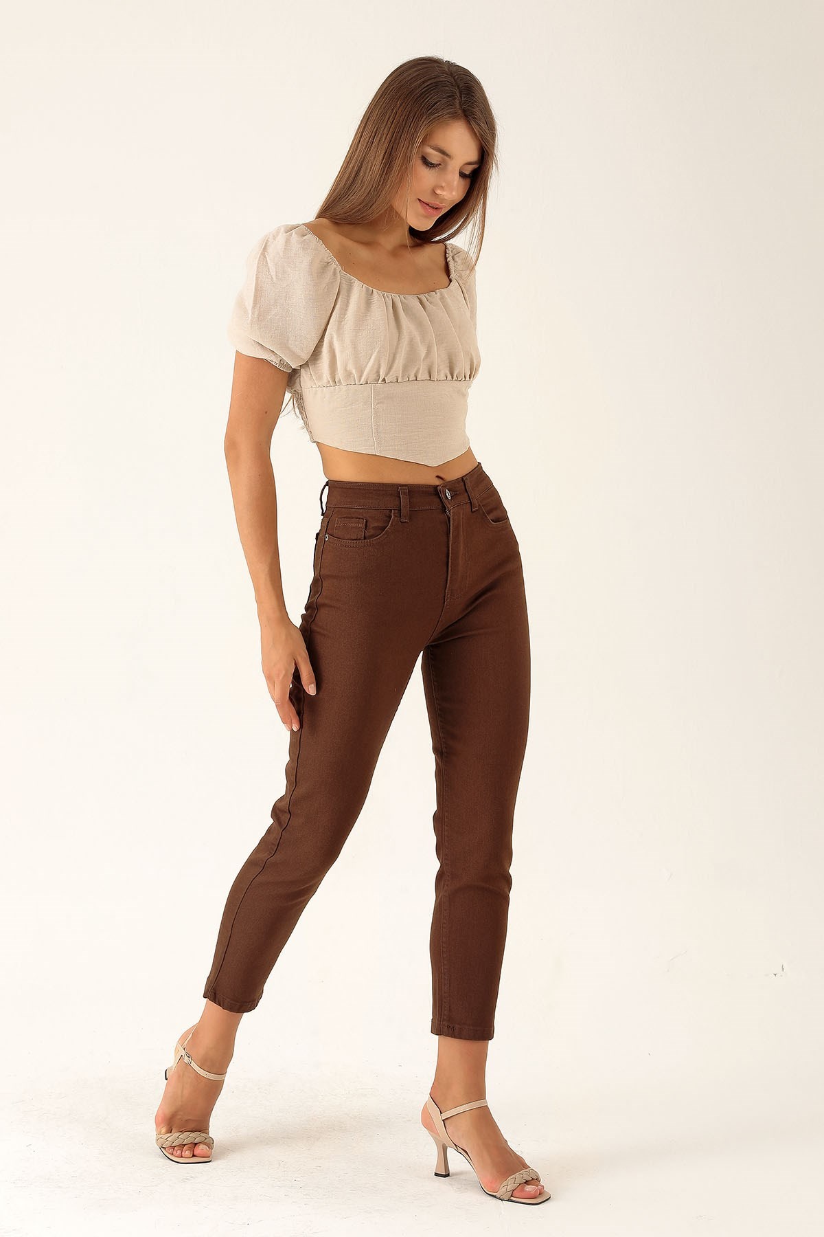 Yüksek Bel Mom Jean - 1121 Acı Kahve